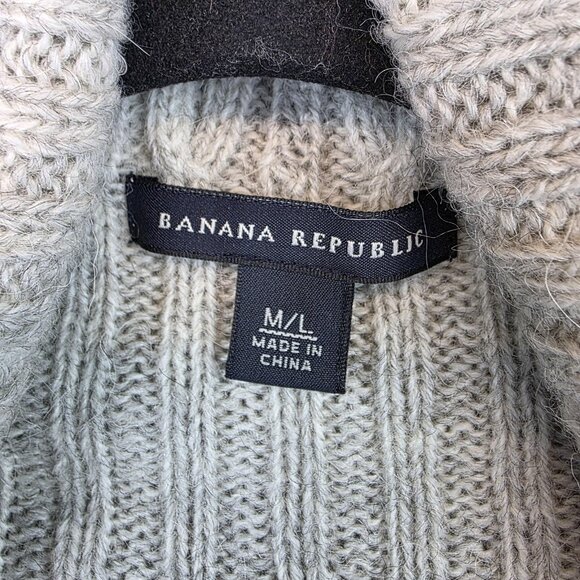 Banana Republic Sweater Womens M/L Gray Alpaca Open Front Shawl Collar Cardigan - Picture 2 of 9